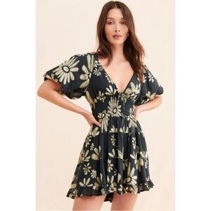 FREE PEOPLE Women's Perfect Day Printed Dress Size Medium In Black
